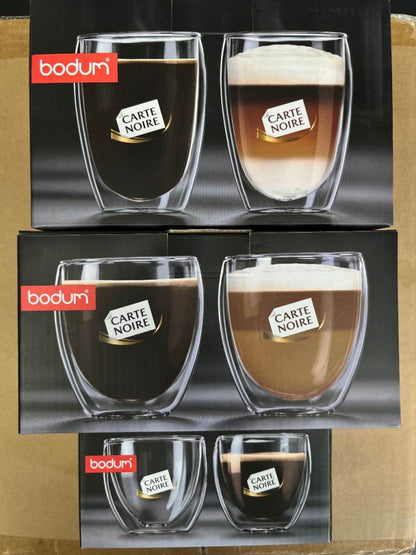 WHOLESALE 80ml, 250ml, 350ml Bodum Glasses 3 Carton Combo JOB LOTS