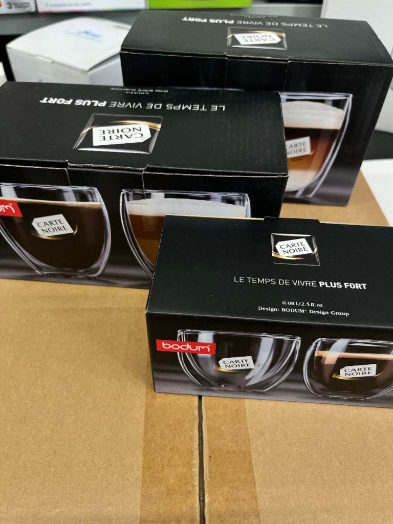 WHOLESALE 80ml, 250ml, 350ml Bodum Glasses 3 Carton Combo JOB LOTS