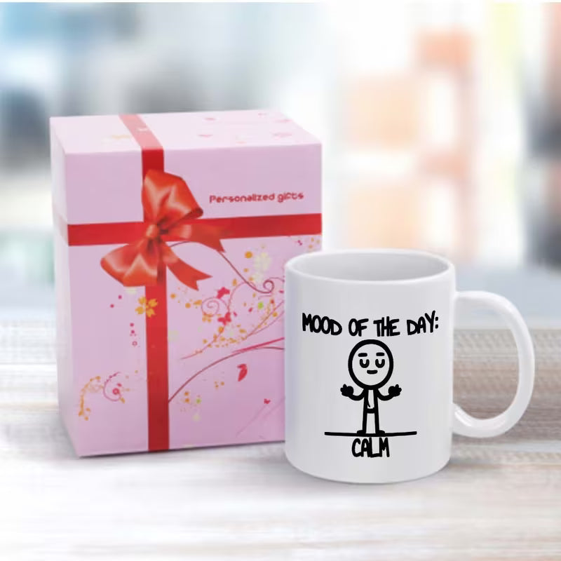 Relatable "Mood Of The Day Calm" Stick Figure Ceramic Coffee Mug – Sarcastic Mood Daily Cup (M1035)
