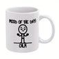 Relatable "Mood Of The Day Calm" Stick Figure Ceramic Coffee Mug – Sarcastic Mood Daily Cup (M1035)