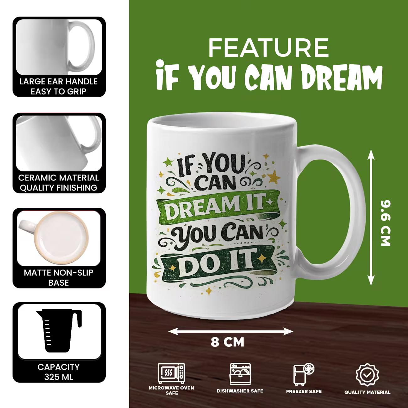 Inspiring "If You Can Dream It You Can Do It" Motivational Quote Ceramic Coffee Mug – Uplifting Success & Ambition Novelty Cup (M1064)