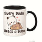 Cute "Every Dudu Needs a Bubu" Pandas Ceramic Coffee Mug – Romantic & Cute Couple Bear Novelty Cup (M1113)