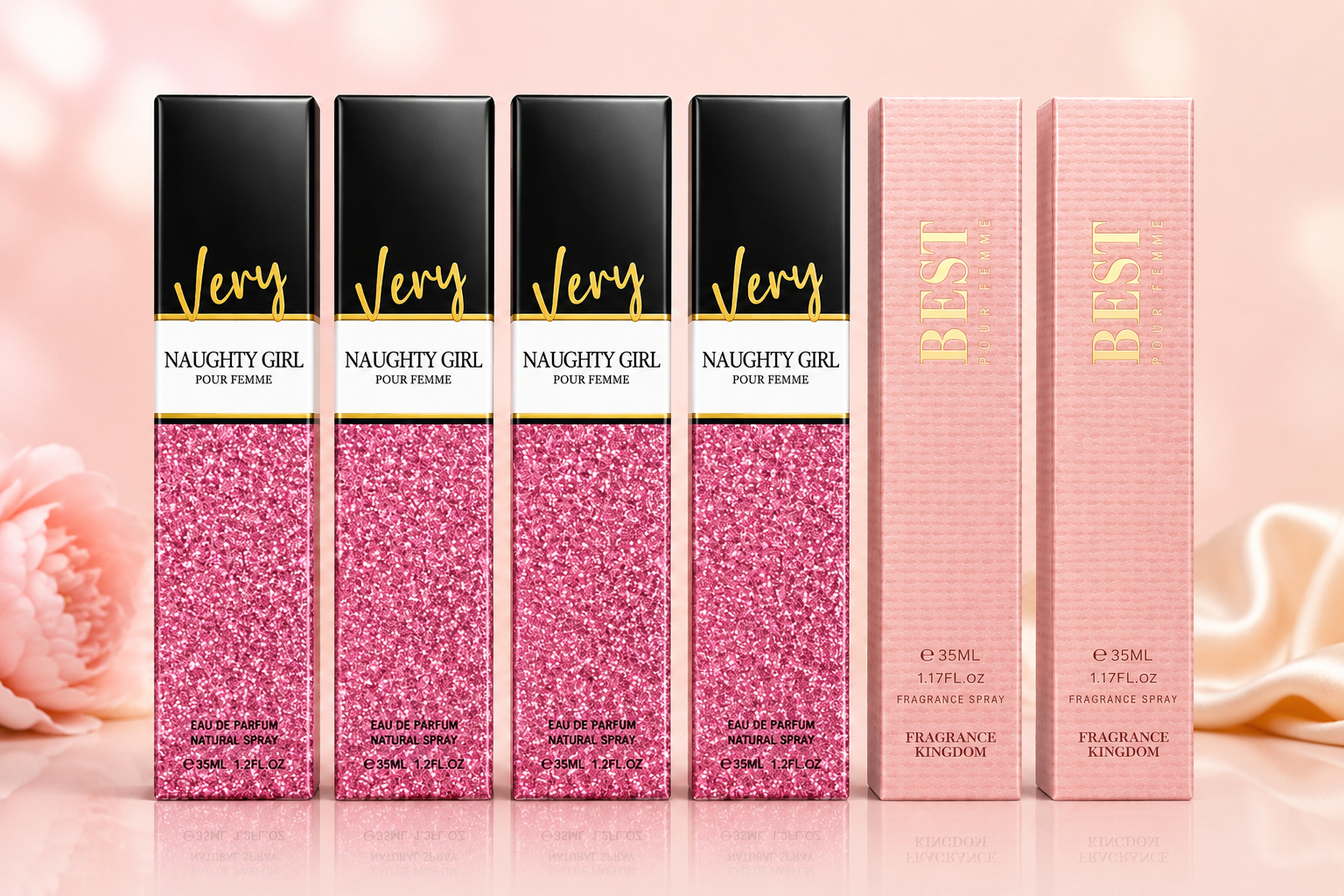 6-Piece Women’s Perfume Gift Bundle – 4 Very Naughty Girl Eau de Parfum + 2 Best Pour Femme Fragrance Sprays, 35ml Each