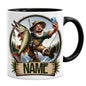 Personalized "Fishing Selfie" Fisherman Ceramic Black Coffee Mug – Custom Name Angler Gag Gift Cup (M1067)