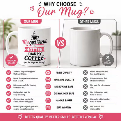 Funny "My Girlfriend Is Hotter Than My Coffee" Sarcastic Ceramic Coffee Mug – Humorous Boyfriend Relationship Novelty Cup (M1056)