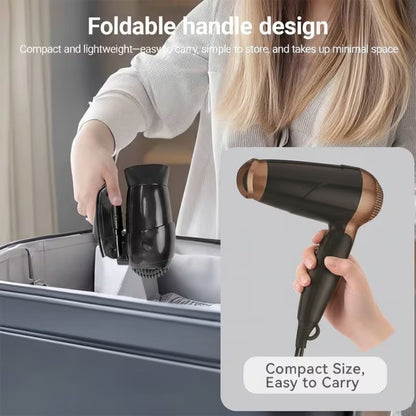 Compact Travel Hair Dryer 1200W | Foldable Handle & 2 Heat/Speed Settings