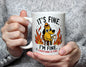Funny "This Is Fine" Meme Dog Ceramic Coffee Mug – Sarcastic Everything Is Fine Burning Room Novelty Cup (M1047)