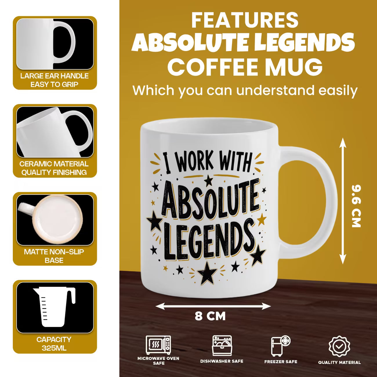 Funny "I Work With Absolute Legends" Ceramic Coffee Mug – Office & Coworker Appreciation Novelty Cup (M1069)