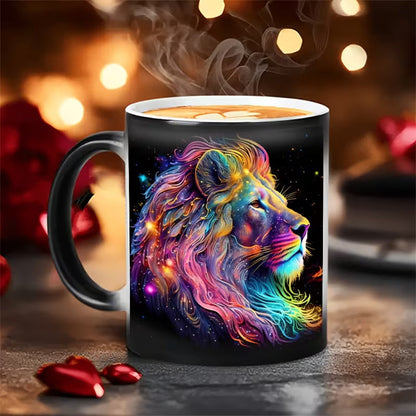 Celestial Leo Zodiac Magic Color Changing Coffee Mug – Heat-Sensitive Starry Galaxy Lion Cup (M1041)