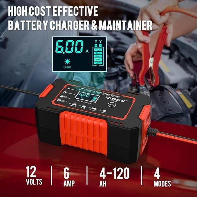 Car Battery Charger, 12V 6A Smart Battery Trickle Charger Automotive Battery UK