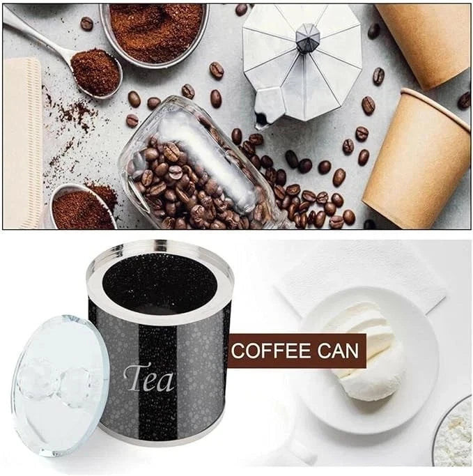 3pc Crushed Diamond Tea Coffee Sugar Jars Silver Glass Kitchen Canister UK